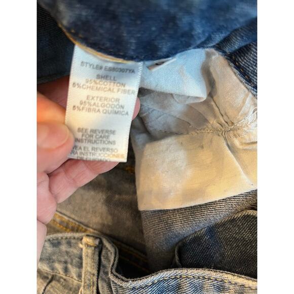 En Creme Denim Blue Jean Skirt Large Raw Hem Distressed Western Concert Festival - Picture 7 of 8